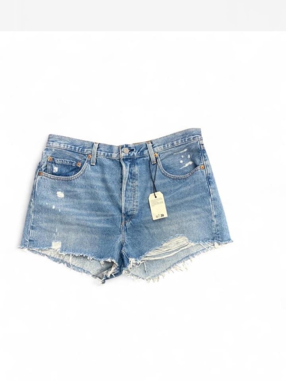 Levi's Light Blue Distressed Denim Cutoff Shorts high rise